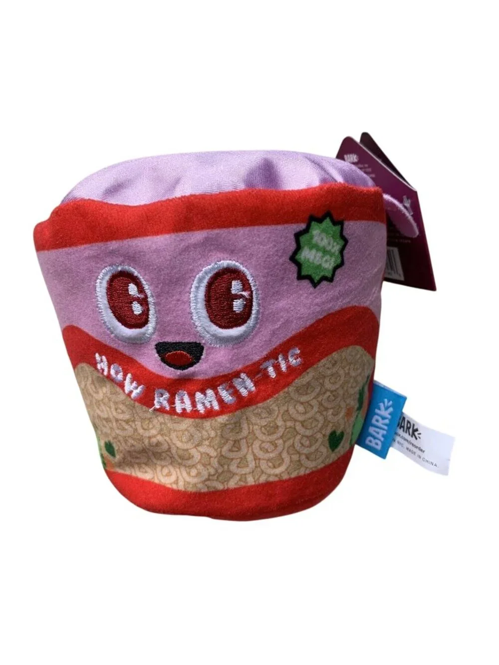 Bark Dog Chew Toy Ramen-Tic Plush Squeaker Crinkle Chewable Stuffing New Gift